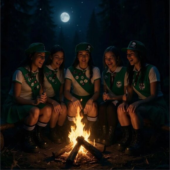 Trickz N Treatz Hell Scout Costume ✦ Crop Top + Mini Skirt + Sash + Beret ✦ M - Picture 5 of 5